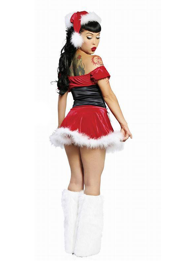 Christmas Costume Sleeve Off Short Sexy Santa Costume - Click Image to Close